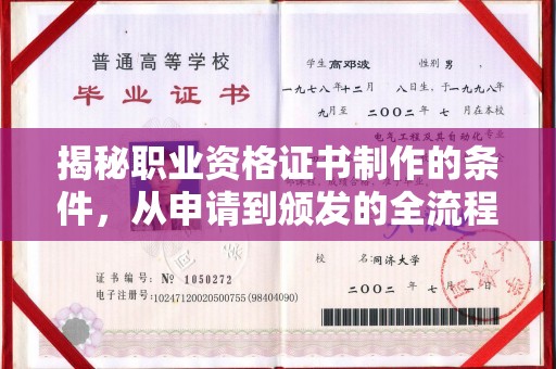 宁乡揭秘职业资格证书制作的条件，从申请到颁发的全流程解析
